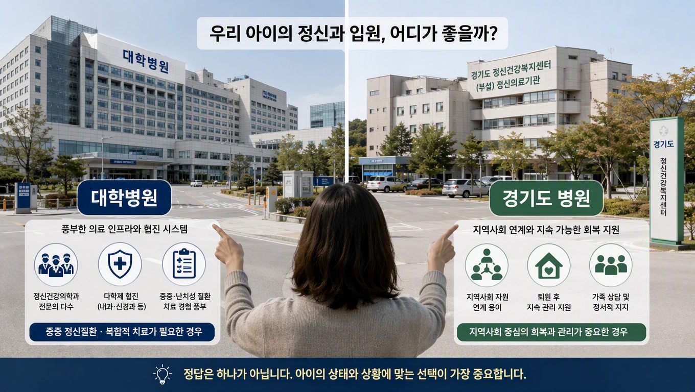 청소년 정신병원 입원 대학병원과 경기도 병원 비교