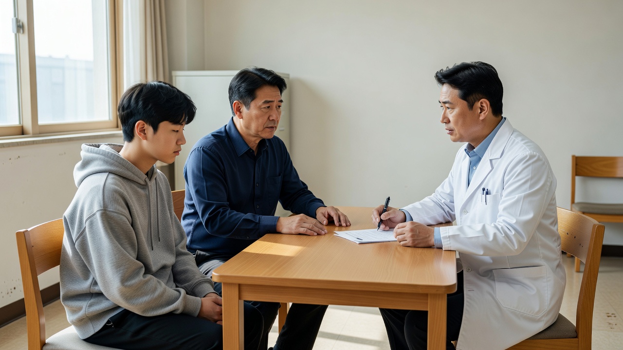 청소년 정신병원 입원 시 보호자 동의 조건을 설명하는 상담