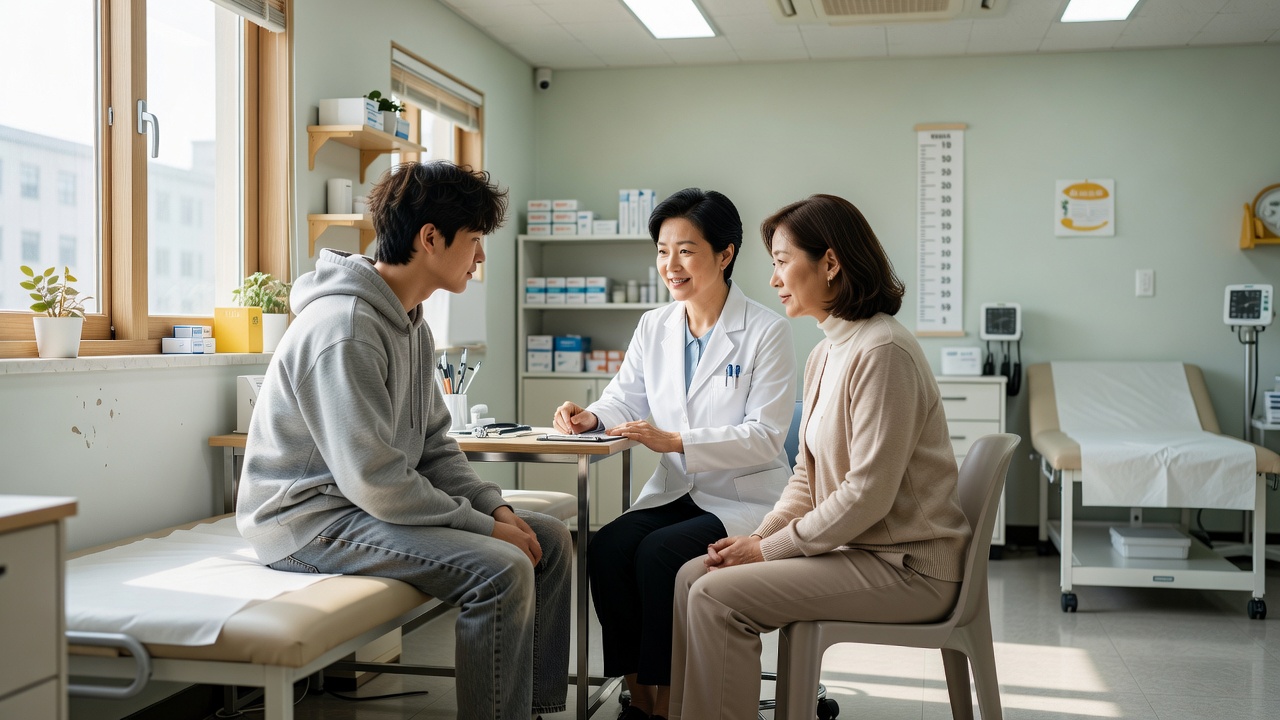 소아과 나이 기준에 따른 청소년 진료 장면